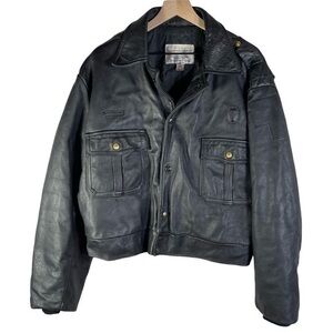 Taylor's Leather Indianapolis Black Cowhide Leather Police Jacket Size 50